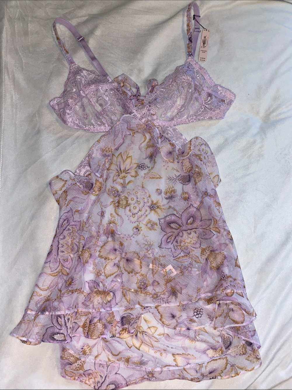 Victoria's Secret Lilac & Gold Floral Lace lingerie
